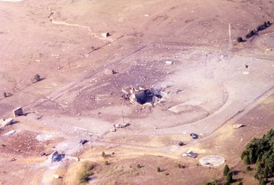 Aerial view of the wreckage following the explosion near Damascus. (Photo courtesy of the Titan Missile Museum in Sahuarita, Ariz.)