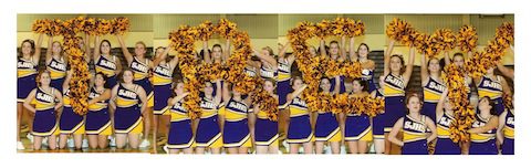 St. Joseph High School cheerleaders show their support for Trey Hickey.