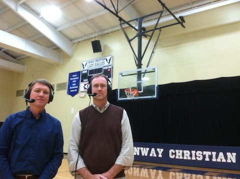 John David Smith (left) provides play by play during CCS games and John Meriweather provides the color commentary and stats.