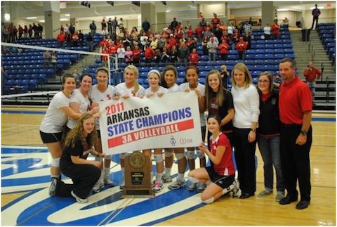 The state championship Harding Academy volleyball team.