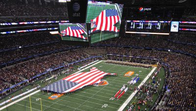 A patriotic moment captured during last year’s Cotton Bowl festivities. (Bill Patterson photo)