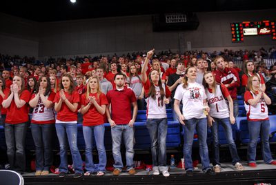 Sacred Heart fans watch as the Rebels lose to Mammoth Springs in the state championship game played Saturday in Hot Springs. (Janna Virden photo)