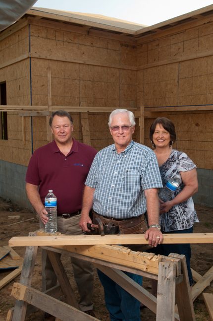 Vilonia Mayor James Firestone (from left), Fred Fowlkes and Sandy Towles are working alongside others in “rebuilding” Vilonia after last year’s tornado. Towles was recognized Saturday night by the Vilonia Area Chamber of Commerce for her efforts and was named the 2012 “Citizen of the Year.” (Mike Kemp photo)