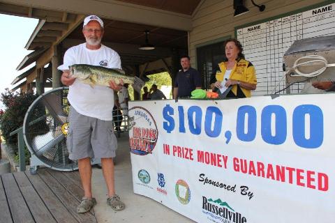 In the first day of the tournament, Gary Hensley of Conway narrowly led with a 5.94-pound bass.