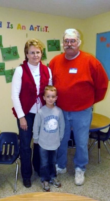 Pre-k4 student Brayden Parham with his grandparents.