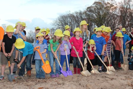 Children did the honors at the ground-breaking ceremony for the new worship center for Second Baptist Church.