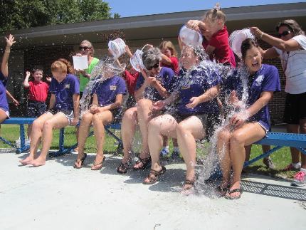 St. Joseph teachers and staff participate in the ALS challenge. 