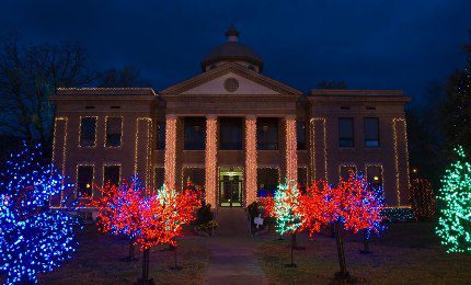 The Cleburne County Courthouse in Heber Springs is decked out again this year as part of the Trail of Holiday Lights in Arkansas. (Photo courtesy of Arkansas Department of Parks & Tourism)