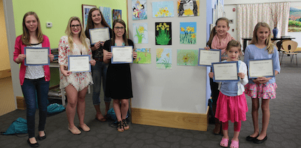 Winners in the Daffodil Daze Art Contest: Brynn Ward (from left), Skylar Glover, Brandy Everett, Haley Ashcraft, Kori Williams, Scarlet Pierce and Maggie Casto.