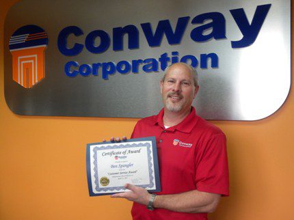 Business Systems/End User Support Administrator Ben Spangler was recognized at Conway Corporation.