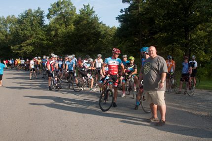 James Loy (right) with participants in the Renewal Ride. (Josh Kear photo)