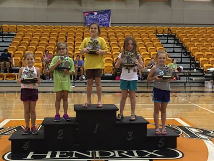 Six-year-old girls age group award winners.