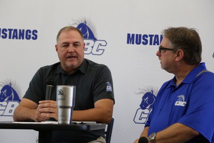 CBC Athletic Director Lyle Middleton (left) and Y107’s JR Runyon.