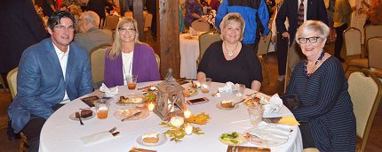 Unity Health Chief of Staff Dr. Brent Blakely (from left) with his wife and co-chair of Healthy Women of Unity Teresa Blakely, Unity Health Radiation Oncologist Cheryl Payne and Unity Health Auxiliary member Anne Gardner enjoy the Unity Health Foundation Annual Donor Recognition Event held at Robbins Sanford Grand Hall in Searcy.