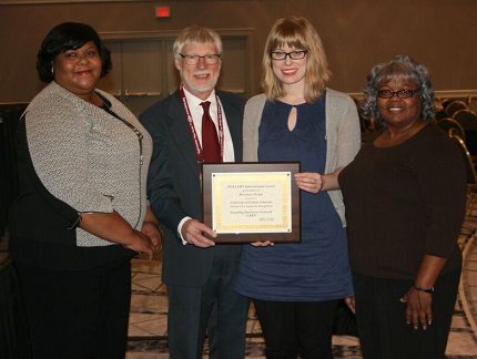 UCA Outreach Director of Marketing Kristy Carter (from left), LERN President William Draves, UCA Outreach marketing coordinator Kristen Spickard and Lawana Hawkins, noncredit program coordinator UCA Outreach.