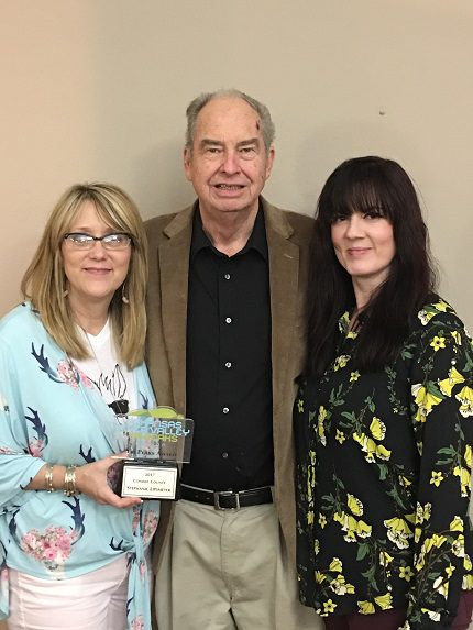 Conway County Tourism Award Winner Stephanie Lipsmeyer (from left) with Tri-Peaks board members Buddy Hoelzeman and Pammi Fabert.
